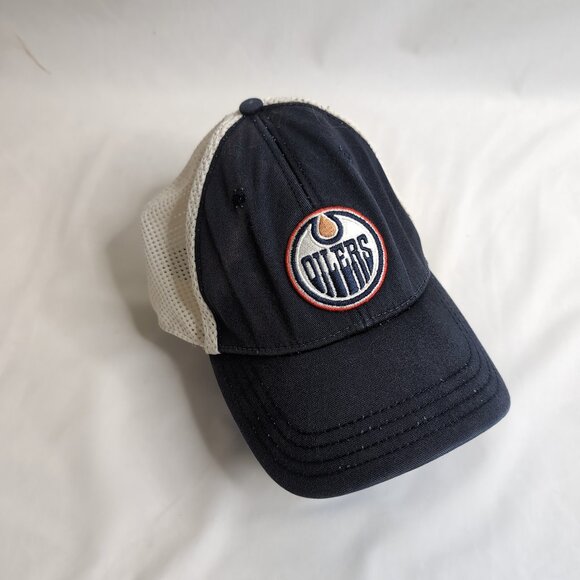 Official NHL Edmonton Oilers Men's Blue/White Mesh Cap, Small/Medium - Picture 1 of 5